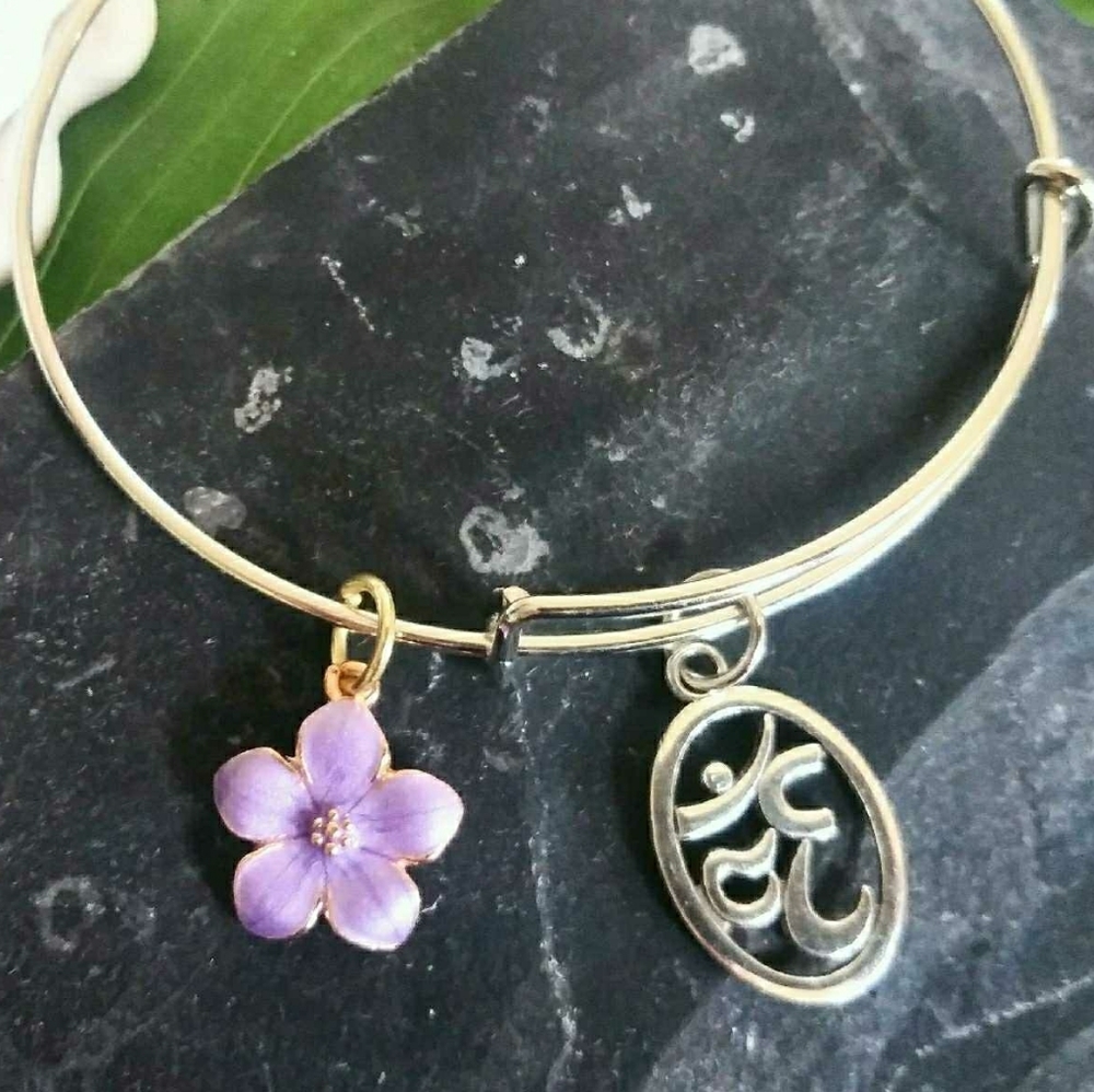 'Om' Charm Bangle Bracelet